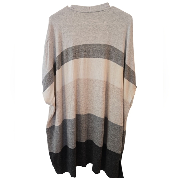 LOFT PLUS LONG LINED STRIPED OPEN FRONT PONCHO CARDIGAN. SIZE 16/18. - Picture 2 of 6